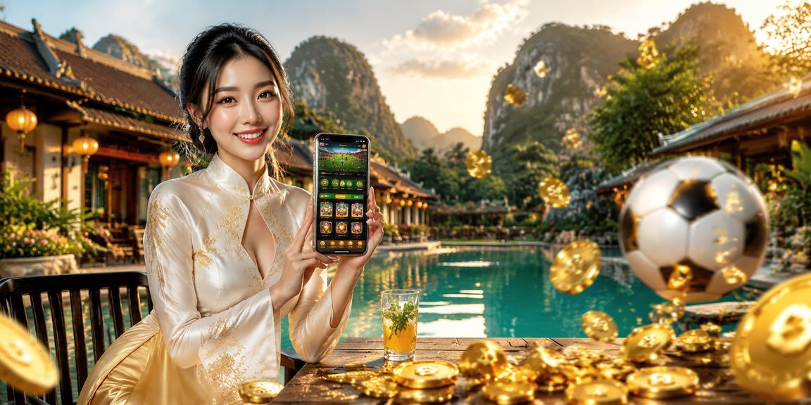 Người phụ nữ mặc áo dài truyền thống tại Ninh Bình trải nghiệm ứng dụng casino trên điện thoại
