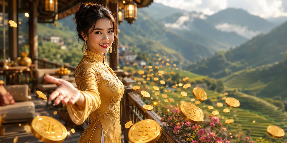 Người phụ nữ mặc áo dài truyền thống tại Sapa đăng ký nhận ưu đãi thành viên trực tuyến